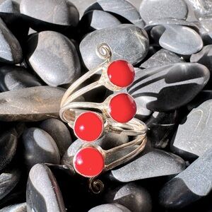 Sterling & Red Stone Ring